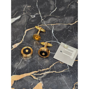 Dunhill Gold Tone Black Onyx Cufflinks Vintage